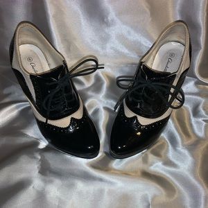 Black and white high heels